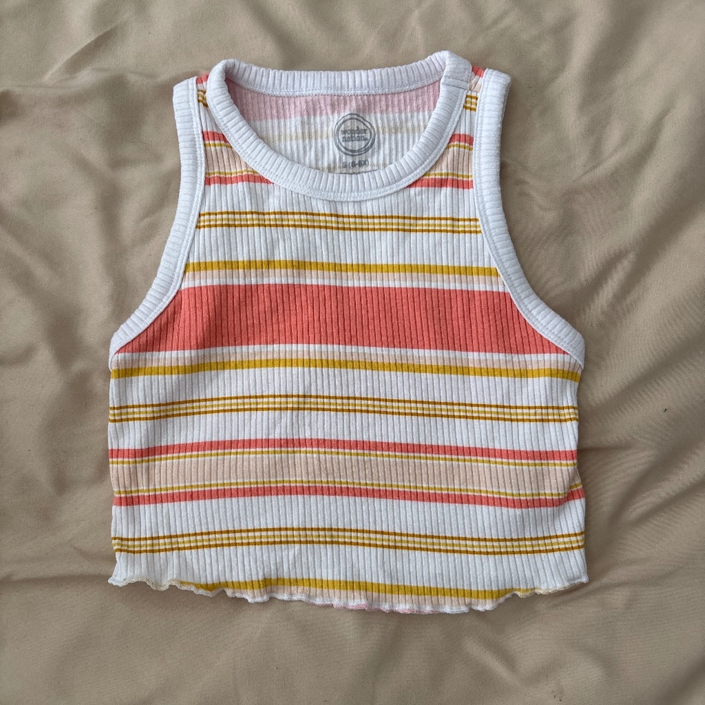 Wonder Nation Ribbed Striped cropped a tank Size 6-6x
